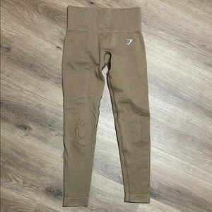 Gymshark Tan & Gold High-Waisted Leggings Smooth Stretchy Fit